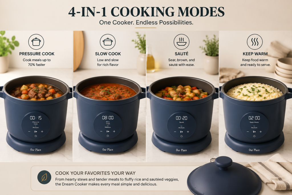 Our Place Dream Cooker cooking modes