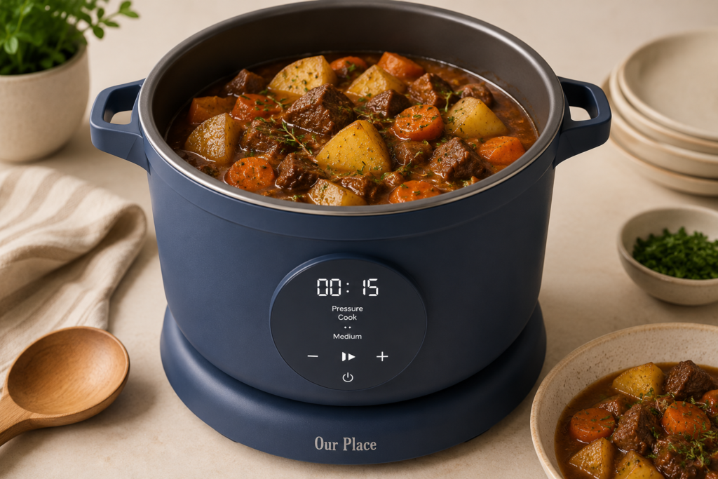 Our Place Dream Cooker cooking beef stew