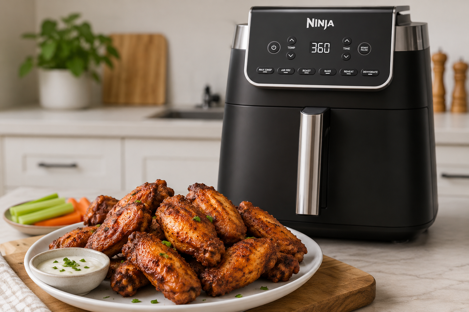 Air Fryer Chicken Wings Recipe made in Ninja 6.5-QT Air Fryer Pro XL