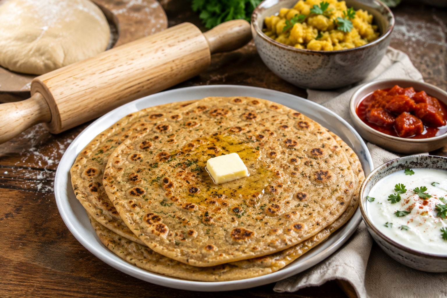 Aloo Paratha Recipe Indian stuffed flatbread with potato filling