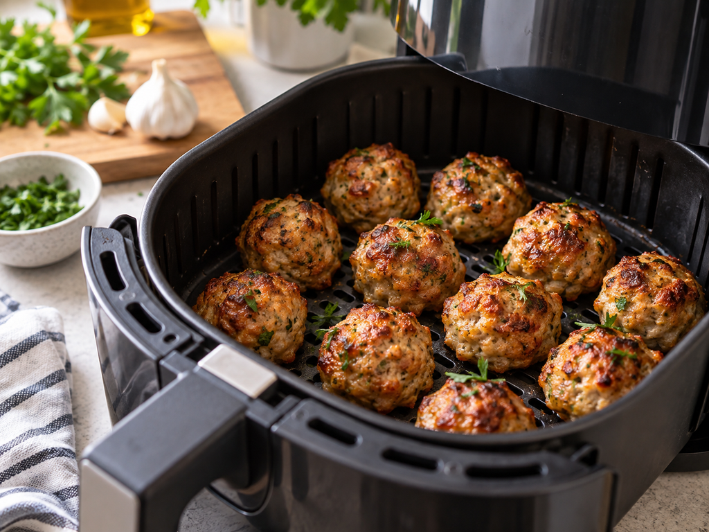 air fryer high protein chicken meatballs