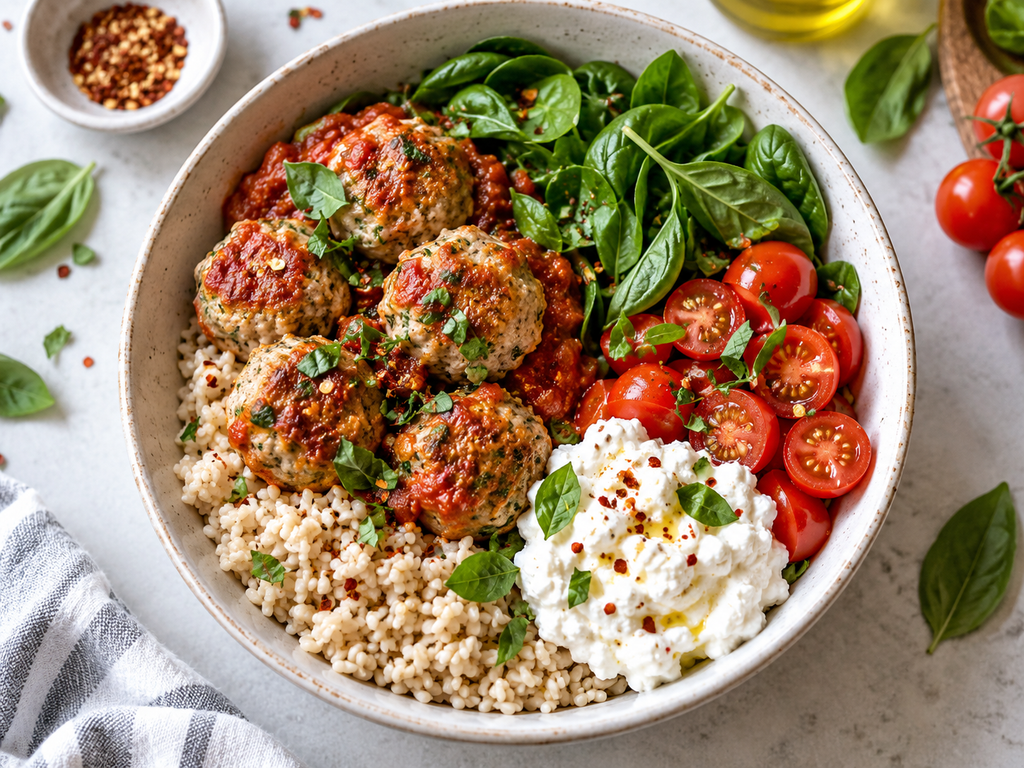 healthy chicken meatball bowl recipe